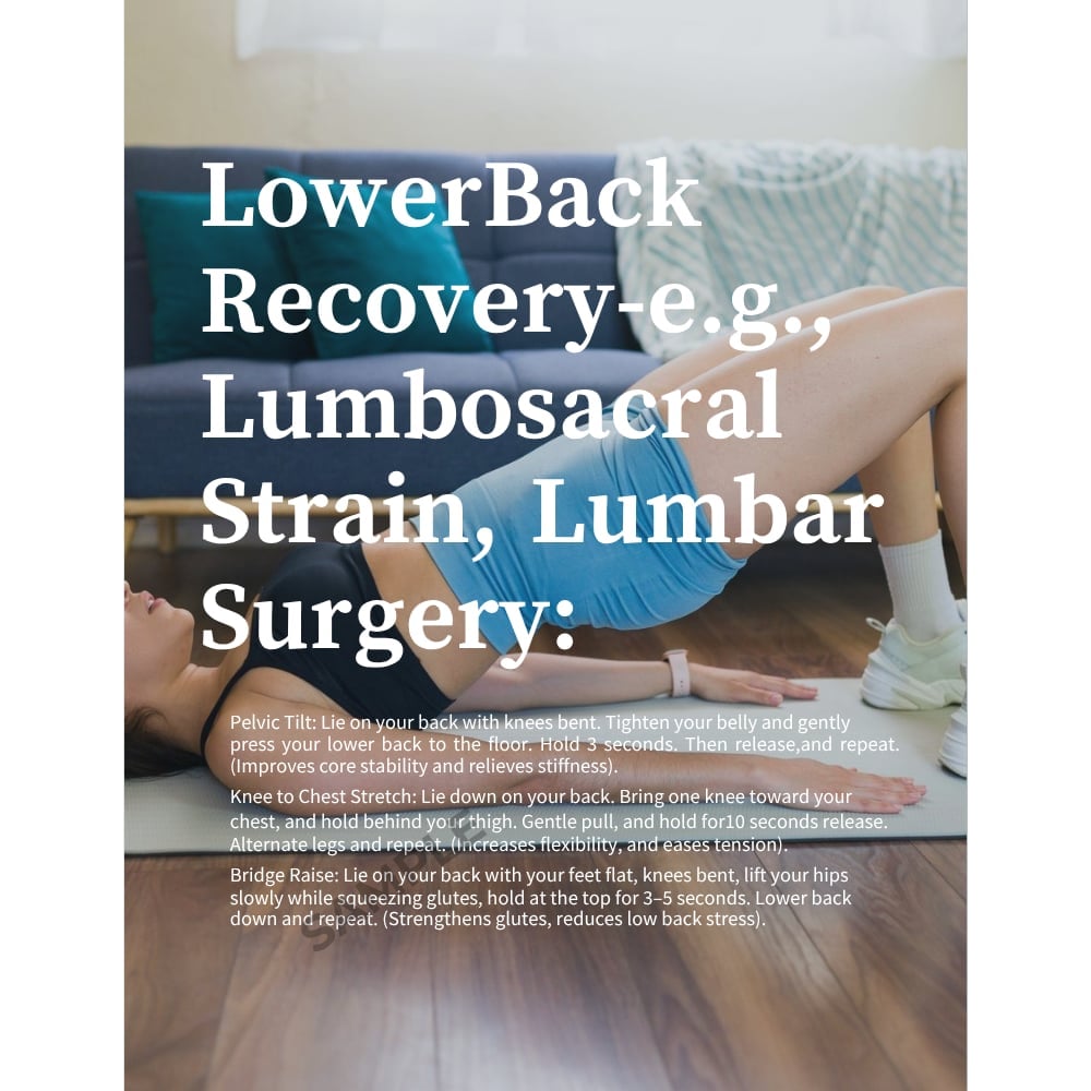 Person applying blue gel pack to lower back for recovery and pain relief exercises