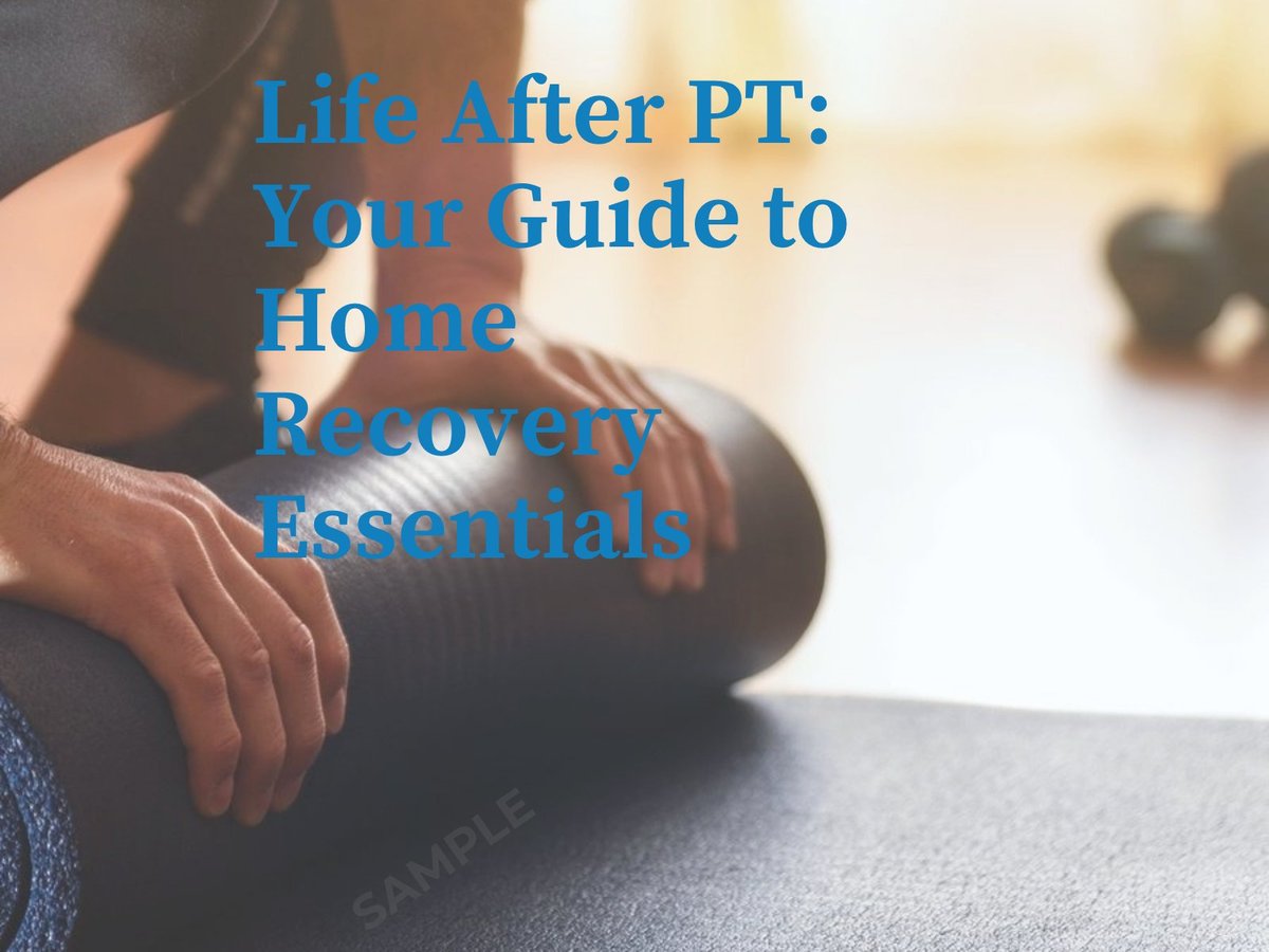 Person holding a black therapeutic ball during physical therapy session with text overlay about home recovery essentials